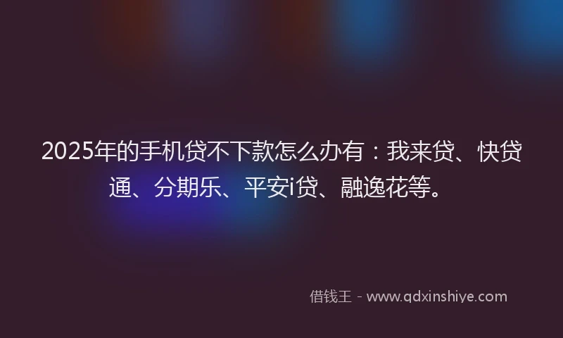 2025年的手机贷不下款怎么办有：我来贷、快贷通、分期乐、平安i贷、融逸花等。