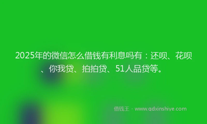 2025年的微信怎么借钱有利息吗有：还呗、花呗、你我贷、拍拍贷、51人品贷等。