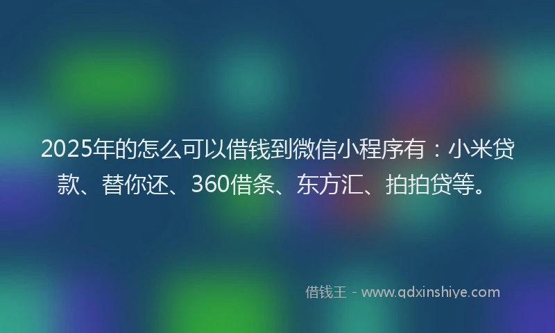2025年的怎么可以借钱到微信小程序有：小米贷款、替你还、360借条、东方汇、拍拍贷等。