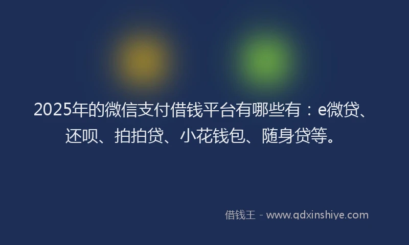2025年的微信支付借钱平台有哪些有：e微贷、还呗、拍拍贷、小花钱包、随身贷等。