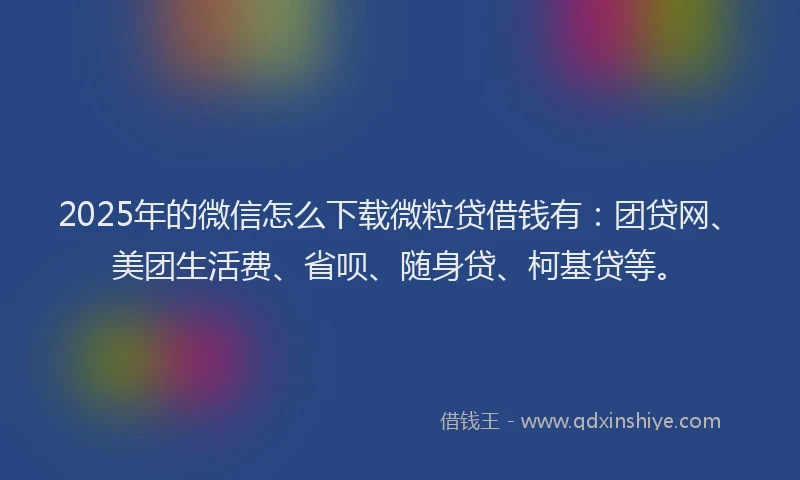 2025年的微信怎么下载微粒贷借钱有：团贷网、美团生活费、省呗、随身贷、柯基贷等。
