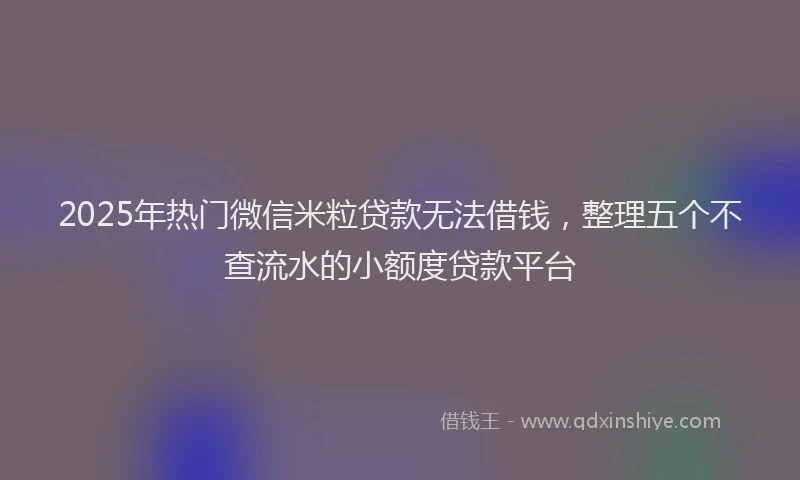 2025年热门微信米粒贷款无法借钱，整理五个不查流水的小额度贷款平台
