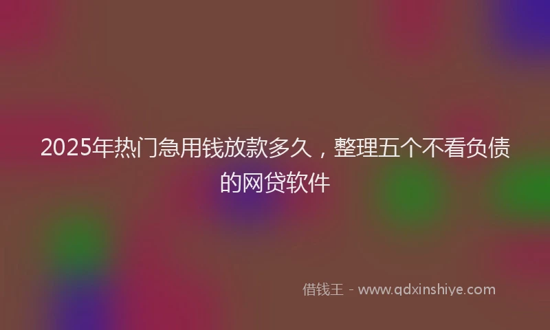 2025年热门急用钱放款多久，整理五个不看负债的网贷软件