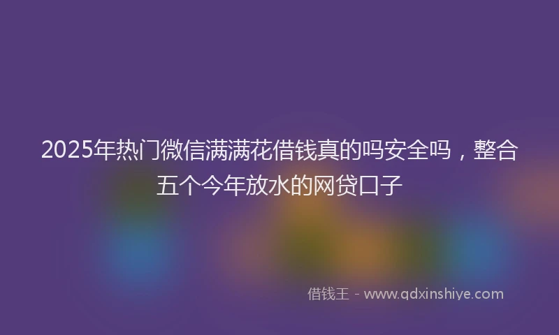2025年热门微信满满花借钱真的吗安全吗，整合五个今年放水的网贷口子