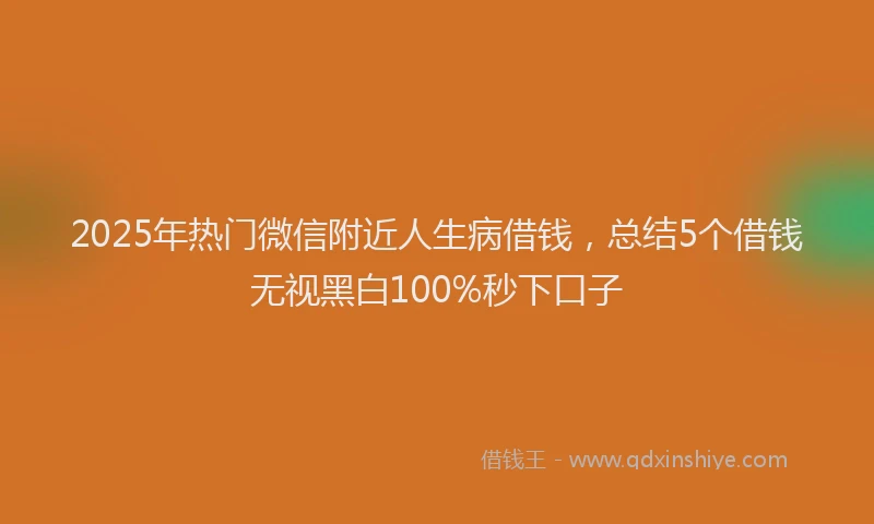 2025年热门微信附近人生病借钱，总结5个借钱无视黑白100%秒下口子