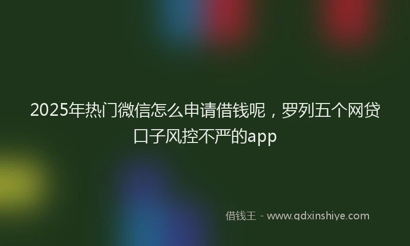 2025年热门微信怎么申请借钱呢，罗列五个网贷口子风控不严的app
