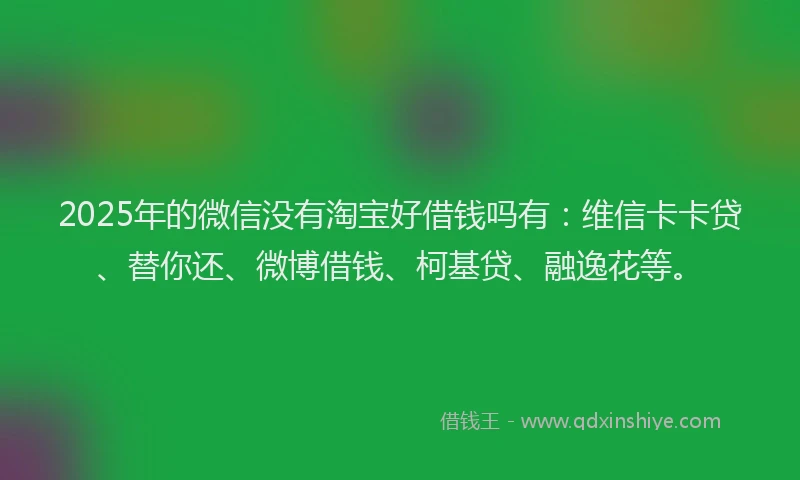 2025年的微信没有淘宝好借钱吗有：维信卡卡贷、替你还、微博借钱、柯基贷、融逸花等。