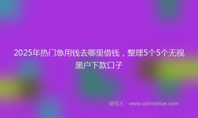 2025年热门急用钱去哪里借钱，整理5个5个无视黑户下款口子