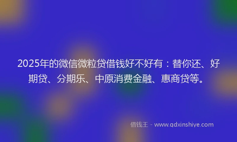 2025年的微信微粒贷借钱好不好有：替你还、好期贷、分期乐、中原消费金融、惠商贷等。