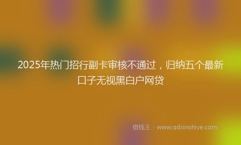 2025年热门招行副卡审核不通过，归纳五个最新口子无视黑白户网贷