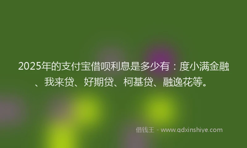 2025年的支付宝借呗利息是多少有：度小满金融、我来贷、好期贷、柯基贷、融逸花等。