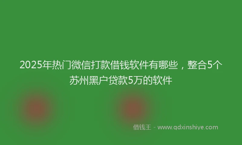 2025年热门微信打款借钱软件有哪些，整合5个苏州黑户贷款5万的软件