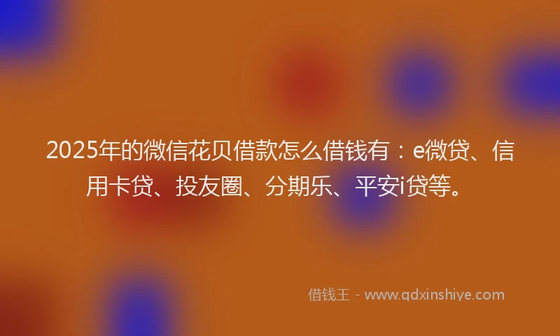 2025年的微信花贝借款怎么借钱有：e微贷、信用卡贷、投友圈、分期乐、平安i贷等。