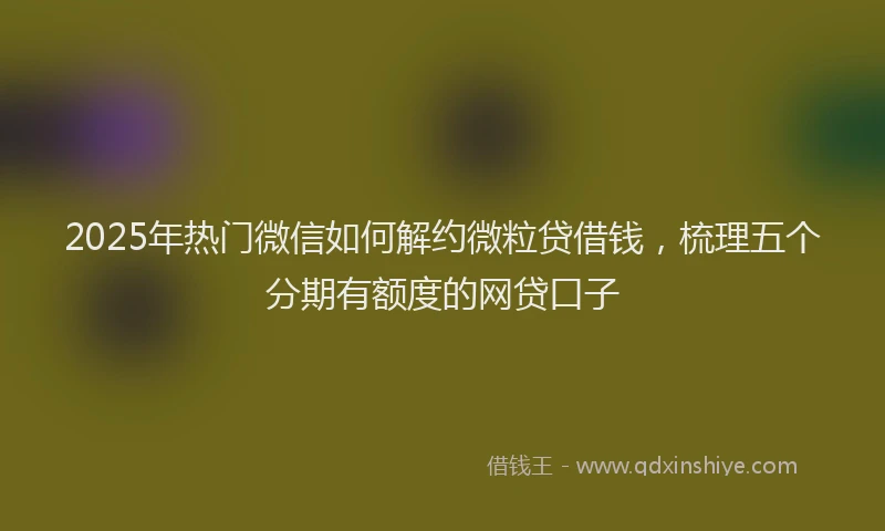 2025年热门微信如何解约微粒贷借钱，梳理五个分期有额度的网贷口子