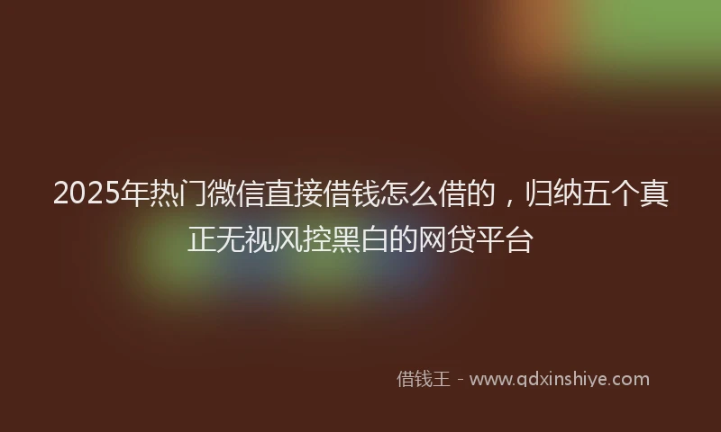 2025年热门微信直接借钱怎么借的，归纳五个真正无视风控黑白的网贷平台