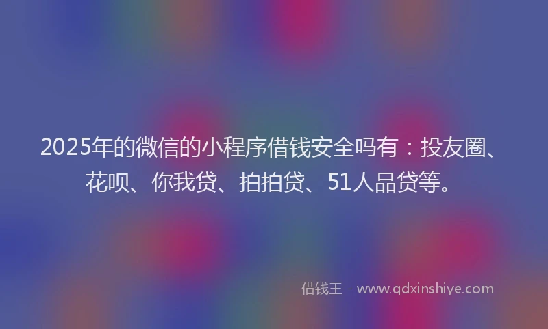2025年的微信的小程序借钱安全吗有：投友圈、花呗、你我贷、拍拍贷、51人品贷等。