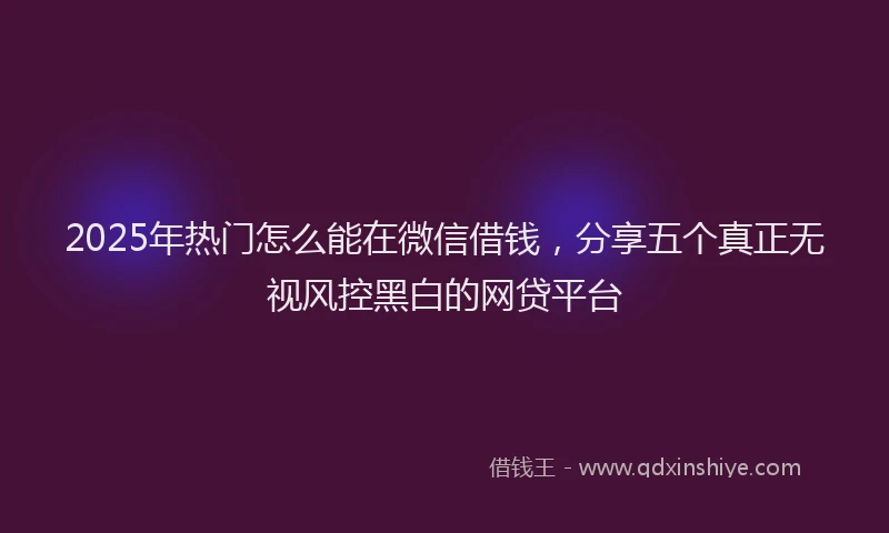 2025年热门怎么能在微信借钱，分享五个真正无视风控黑白的网贷平台