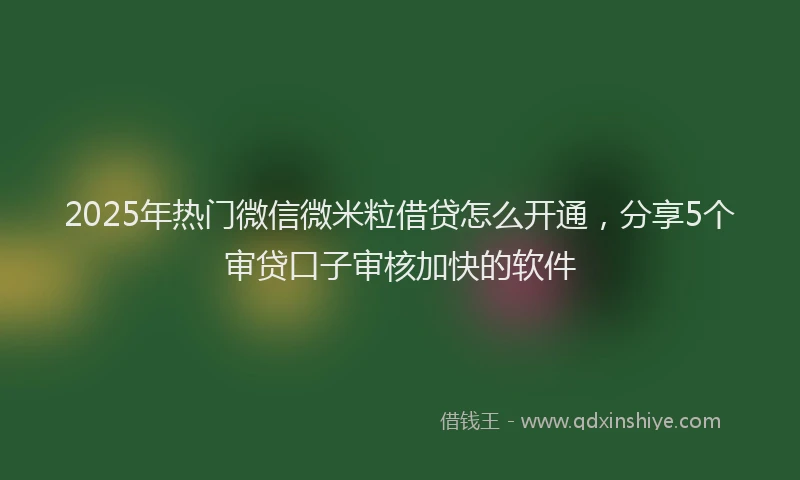 2025年热门微信微米粒借贷怎么开通，分享5个审贷口子审核加快的软件