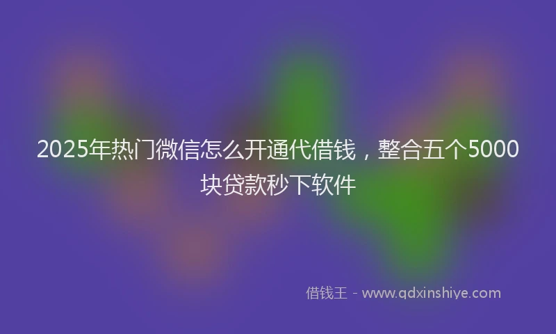 2025年热门微信怎么开通代借钱，整合五个5000块贷款秒下软件