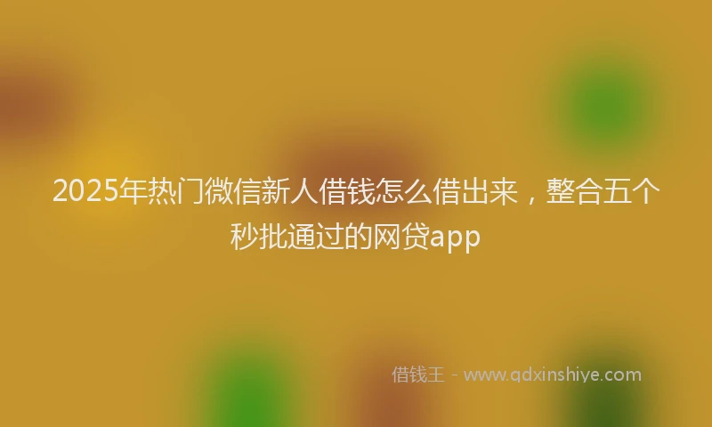 2025年热门微信新人借钱怎么借出来，整合五个秒批通过的网贷app