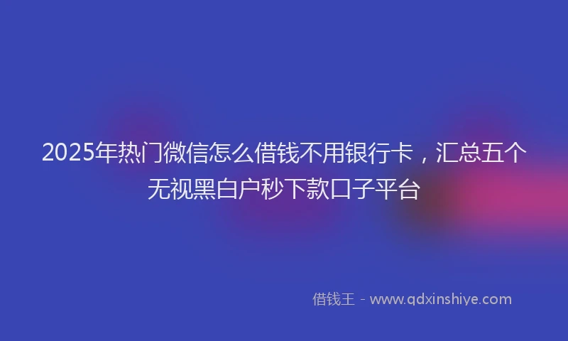 2025年热门微信怎么借钱不用银行卡，汇总五个无视黑白户秒下款口子平台
