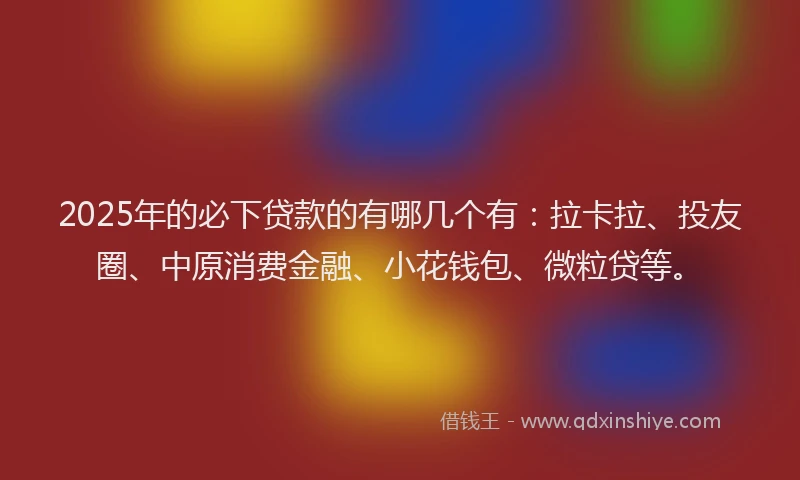 2025年的必下贷款的有哪几个有：拉卡拉、投友圈、中原消费金融、小花钱包、微粒贷等。