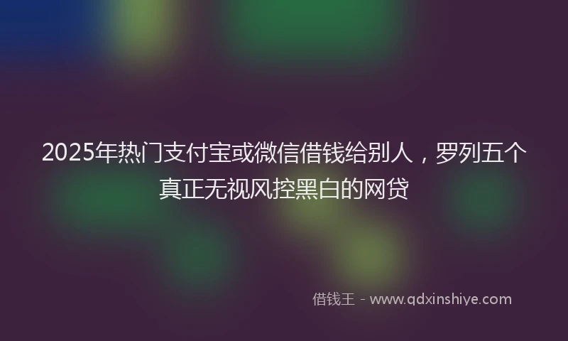 2025年热门支付宝或微信借钱给别人，罗列五个真正无视风控黑白的网贷