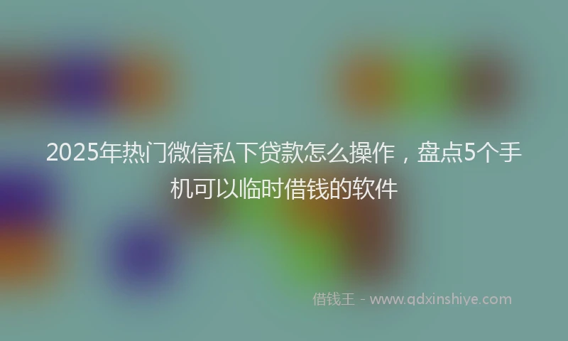 2025年热门微信私下贷款怎么操作，盘点5个手机可以临时借钱的软件
