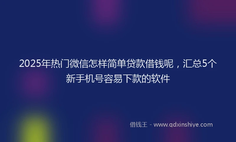2025年热门微信怎样简单贷款借钱呢，汇总5个新手机号容易下款的软件