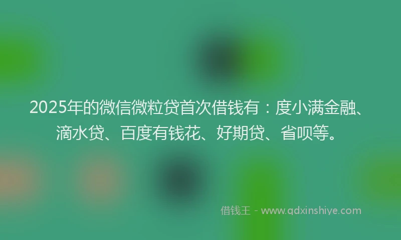 2025年的微信微粒贷首次借钱有：度小满金融、滴水贷、百度有钱花、好期贷、省呗等。