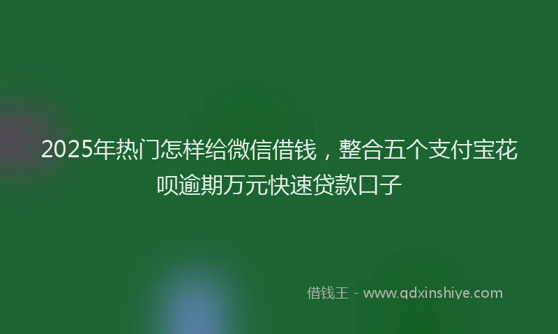 2025年热门怎样给微信借钱，整合五个支付宝花呗逾期万元快速贷款口子
