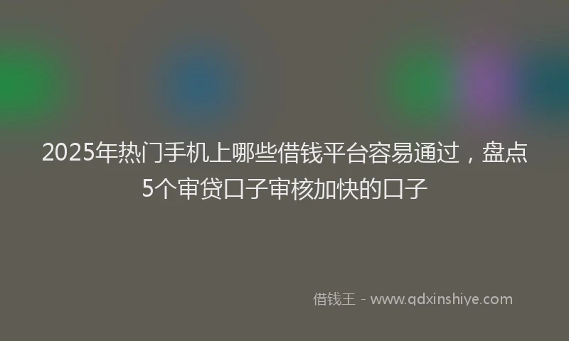 2025年热门手机上哪些借钱平台容易通过，盘点5个审贷口子审核加快的口子