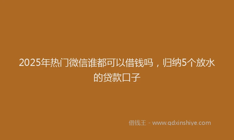 2025年热门微信谁都可以借钱吗，归纳5个放水的贷款口子