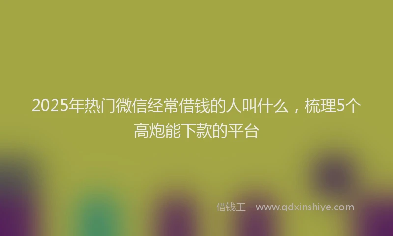 2025年热门微信经常借钱的人叫什么，梳理5个高炮能下款的平台