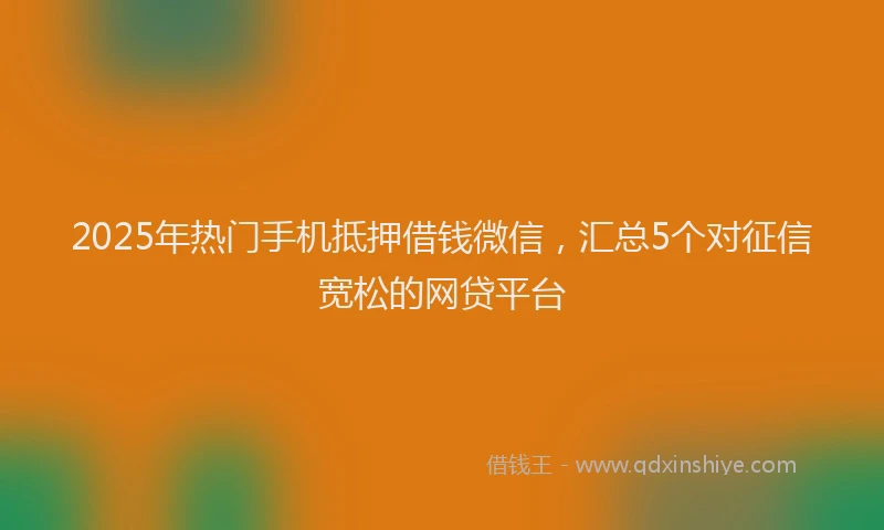 2025年热门手机抵押借钱微信，汇总5个对征信宽松的网贷平台