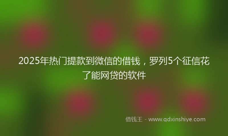 2025年热门提款到微信的借钱，罗列5个征信花了能网贷的软件