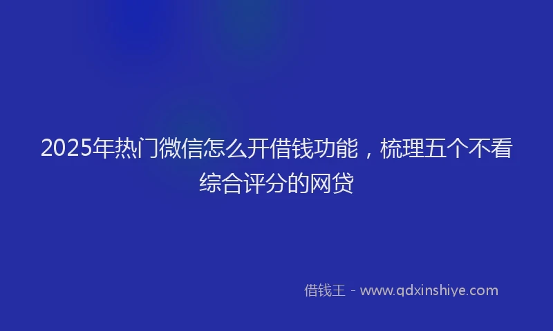 2025年热门微信怎么开借钱功能，梳理五个不看综合评分的网贷