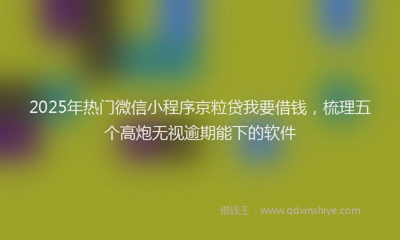 2025年热门微信小程序京粒贷我要借钱，梳理五个高炮无视逾期能下的软件