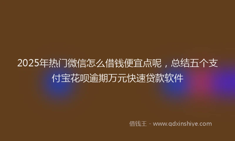 2025年热门微信怎么借钱便宜点呢，总结五个支付宝花呗逾期万元快速贷款软件