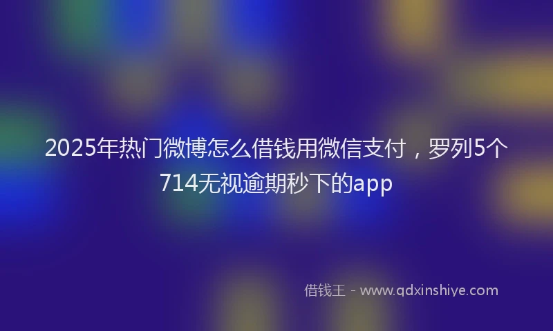 2025年热门微博怎么借钱用微信支付，罗列5个714无视逾期秒下的app