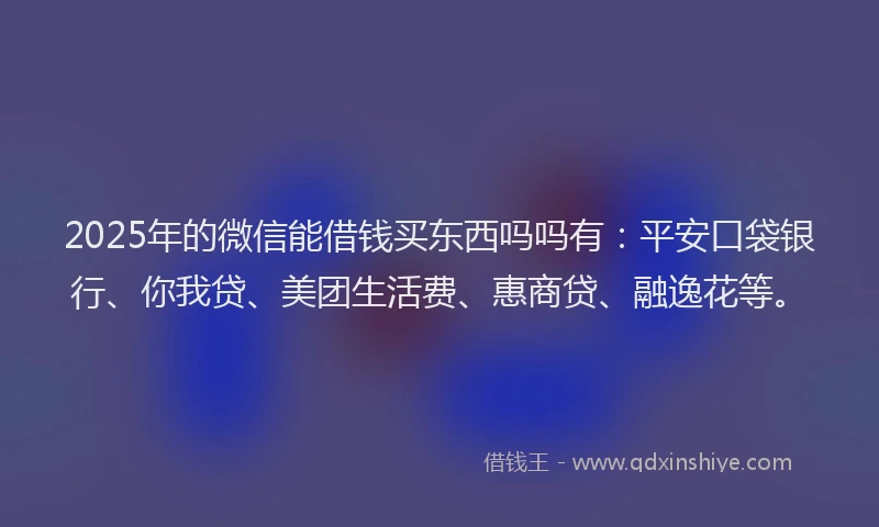 2025年的微信能借钱买东西吗吗有：平安口袋银行、你我贷、美团生活费、惠商贷、融逸花等。