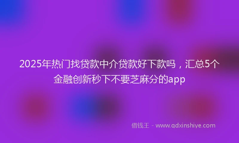 2025年热门找贷款中介贷款好下款吗，汇总5个金融创新秒下不要芝麻分的app