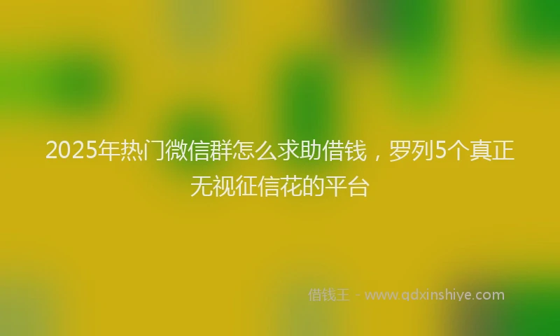 2025年热门微信群怎么求助借钱，罗列5个真正无视征信花的平台