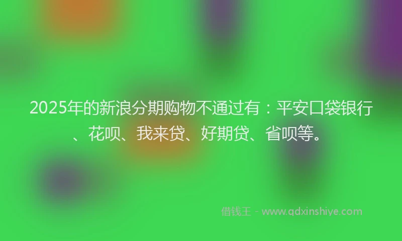 2025年的新浪分期购物不通过有：平安口袋银行、花呗、我来贷、好期贷、省呗等。