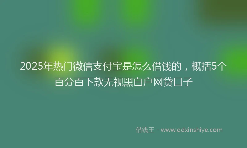 2025年热门微信支付宝是怎么借钱的，概括5个百分百下款无视黑白户网贷口子