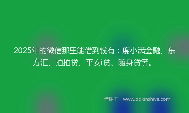 2025年的微信那里能借到钱有：度小满金融、东方汇、拍拍贷、平安i贷、随身贷等。
