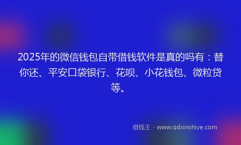 2025年的微信钱包自带借钱软件是真的吗有：替你还、平安口袋银行、花呗、小花钱包、微粒贷等。