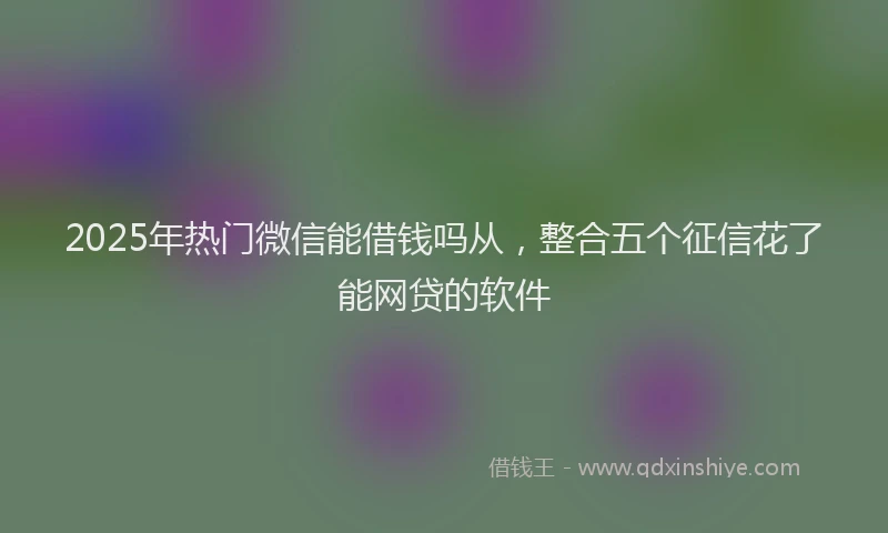 2025年热门微信能借钱吗从，整合五个征信花了能网贷的软件