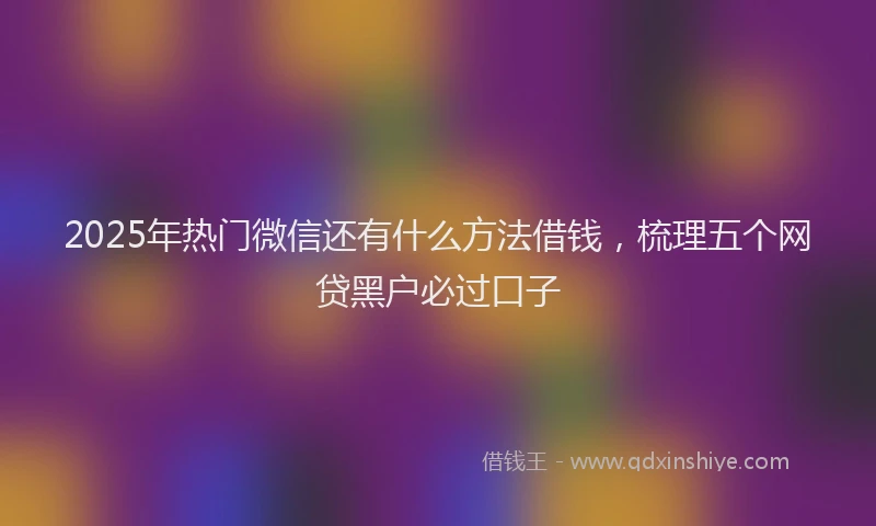 2025年热门微信还有什么方法借钱，梳理五个网贷黑户必过口子
