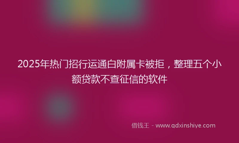 2025年热门招行运通白附属卡被拒，整理五个小额贷款不查征信的软件
